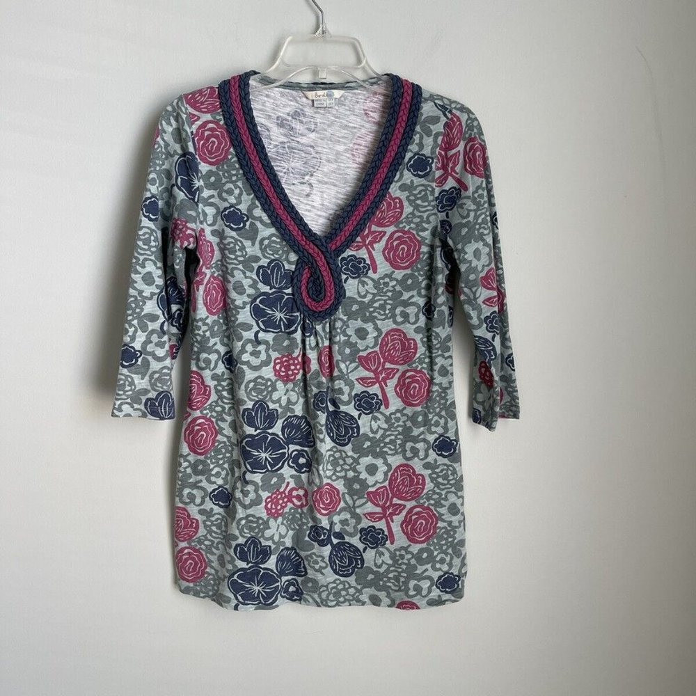 Boden Multicolor Floral V-Neck 3/4 Sleeve Tunic